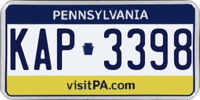 PA license plate KAP3398