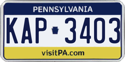 PA license plate KAP3403