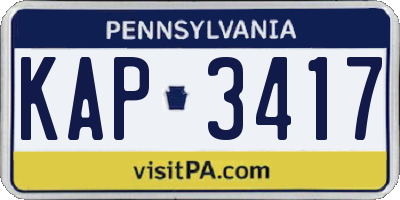 PA license plate KAP3417