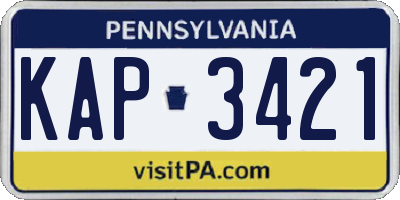 PA license plate KAP3421