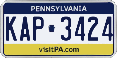 PA license plate KAP3424