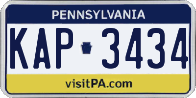 PA license plate KAP3434