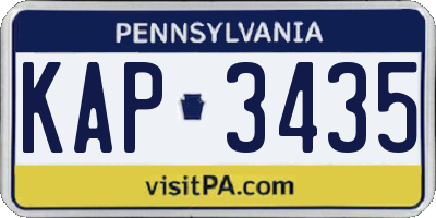 PA license plate KAP3435