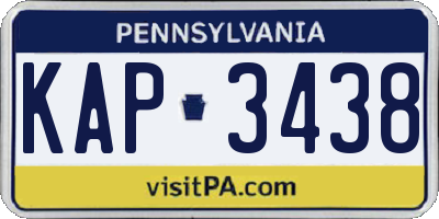 PA license plate KAP3438
