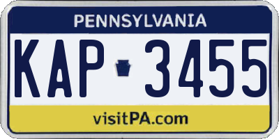 PA license plate KAP3455