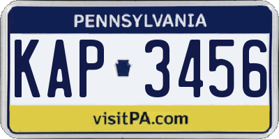PA license plate KAP3456