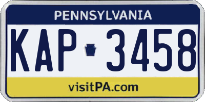 PA license plate KAP3458