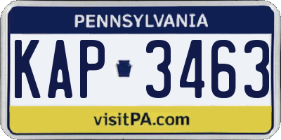 PA license plate KAP3463