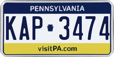 PA license plate KAP3474