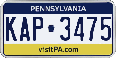PA license plate KAP3475