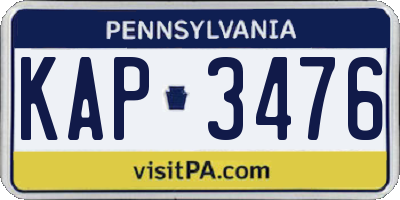PA license plate KAP3476