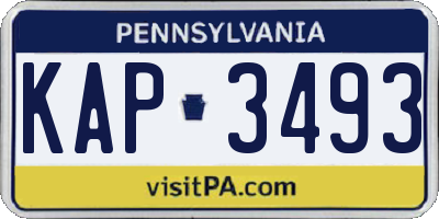 PA license plate KAP3493