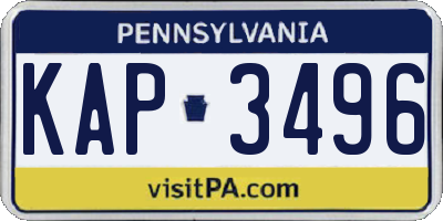 PA license plate KAP3496