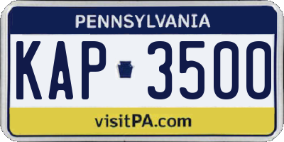 PA license plate KAP3500