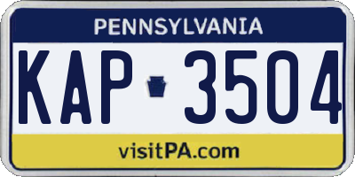 PA license plate KAP3504