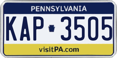 PA license plate KAP3505