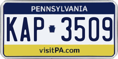 PA license plate KAP3509