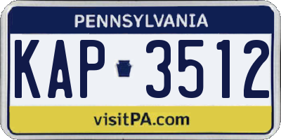 PA license plate KAP3512