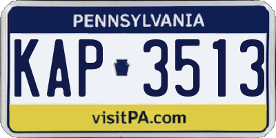 PA license plate KAP3513