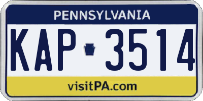 PA license plate KAP3514