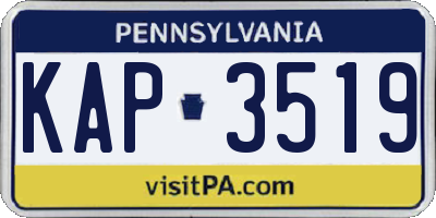 PA license plate KAP3519