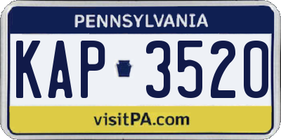 PA license plate KAP3520