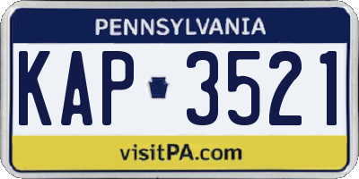 PA license plate KAP3521