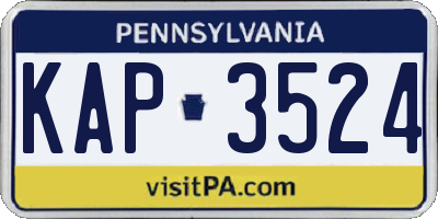 PA license plate KAP3524