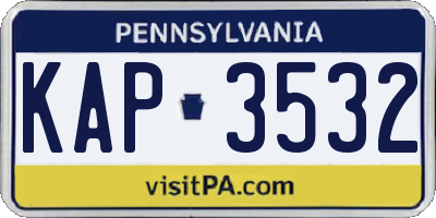 PA license plate KAP3532