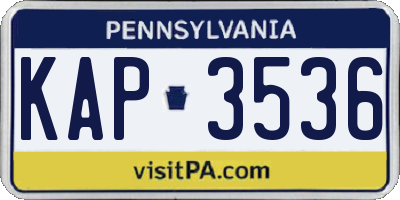 PA license plate KAP3536
