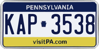 PA license plate KAP3538