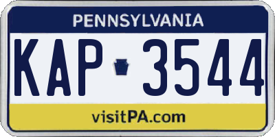 PA license plate KAP3544