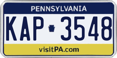 PA license plate KAP3548