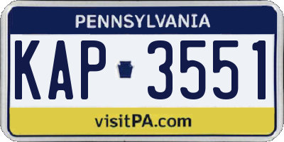 PA license plate KAP3551