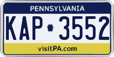 PA license plate KAP3552