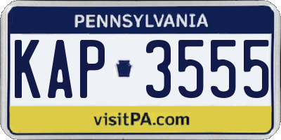 PA license plate KAP3555