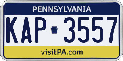 PA license plate KAP3557