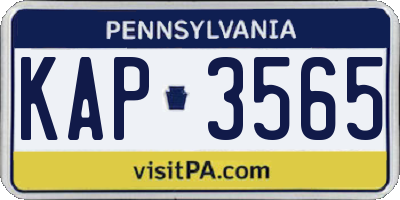PA license plate KAP3565