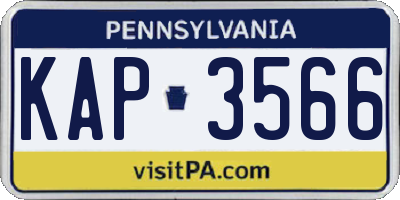 PA license plate KAP3566