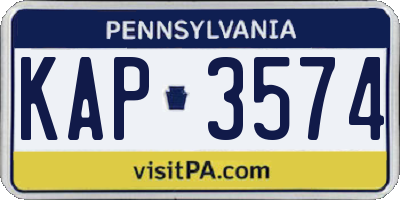 PA license plate KAP3574