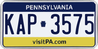 PA license plate KAP3575