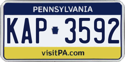 PA license plate KAP3592