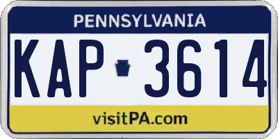 PA license plate KAP3614