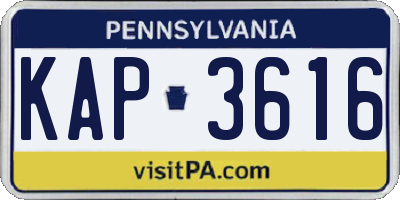PA license plate KAP3616