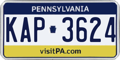 PA license plate KAP3624