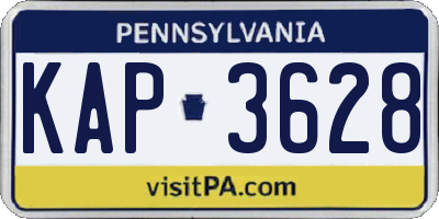 PA license plate KAP3628