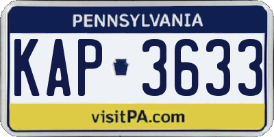 PA license plate KAP3633