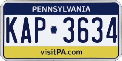 PA license plate KAP3634