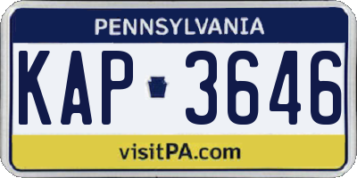 PA license plate KAP3646