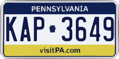 PA license plate KAP3649